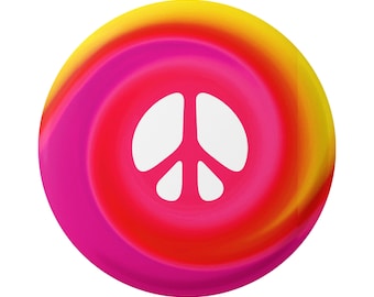 Peace Sign with Psychedelic Swirl Hippie 60s Style Button for Backpacks, Jackets, Hats, or Fridge Magnet Round 1.5 Inches