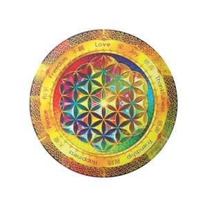 Peace Love Joy Mandala Sacred Geometry Button Pinback for Backpacks, Jackets, Hats, or Fridge Magnet Round 1.5 Inches