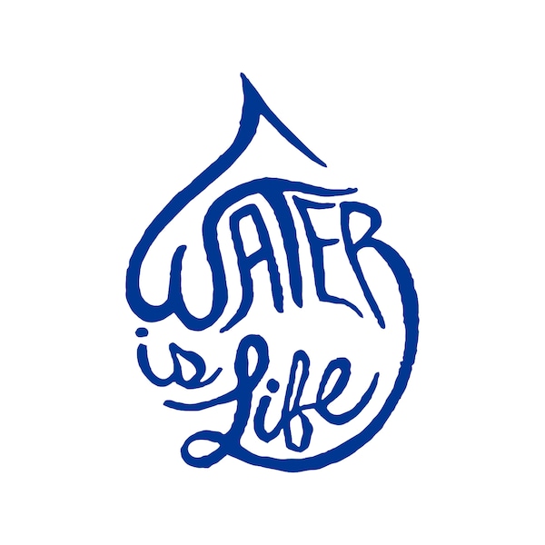 Water Is Life Environmental Preservation Conservation Vinyl Decal / Rub On Sticker - 14 colors available 3.25-by-4.4 Inches