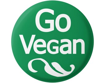 Go Vegan Healthy Alternative Plant Based Diet Animal Rights Button Pinback pour sacs à dos, vestes, chapeaux ou aimant de réfrigérateur rond 1,25 pouces