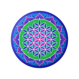 Flower of Life Mandala - Colorful Sacred Geometry Design Button / Pinback or Magnet, 1.5 Inches