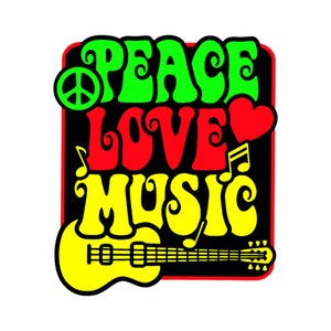 Peace Love Music - Small Bumper Sticker/ Laptop Decal