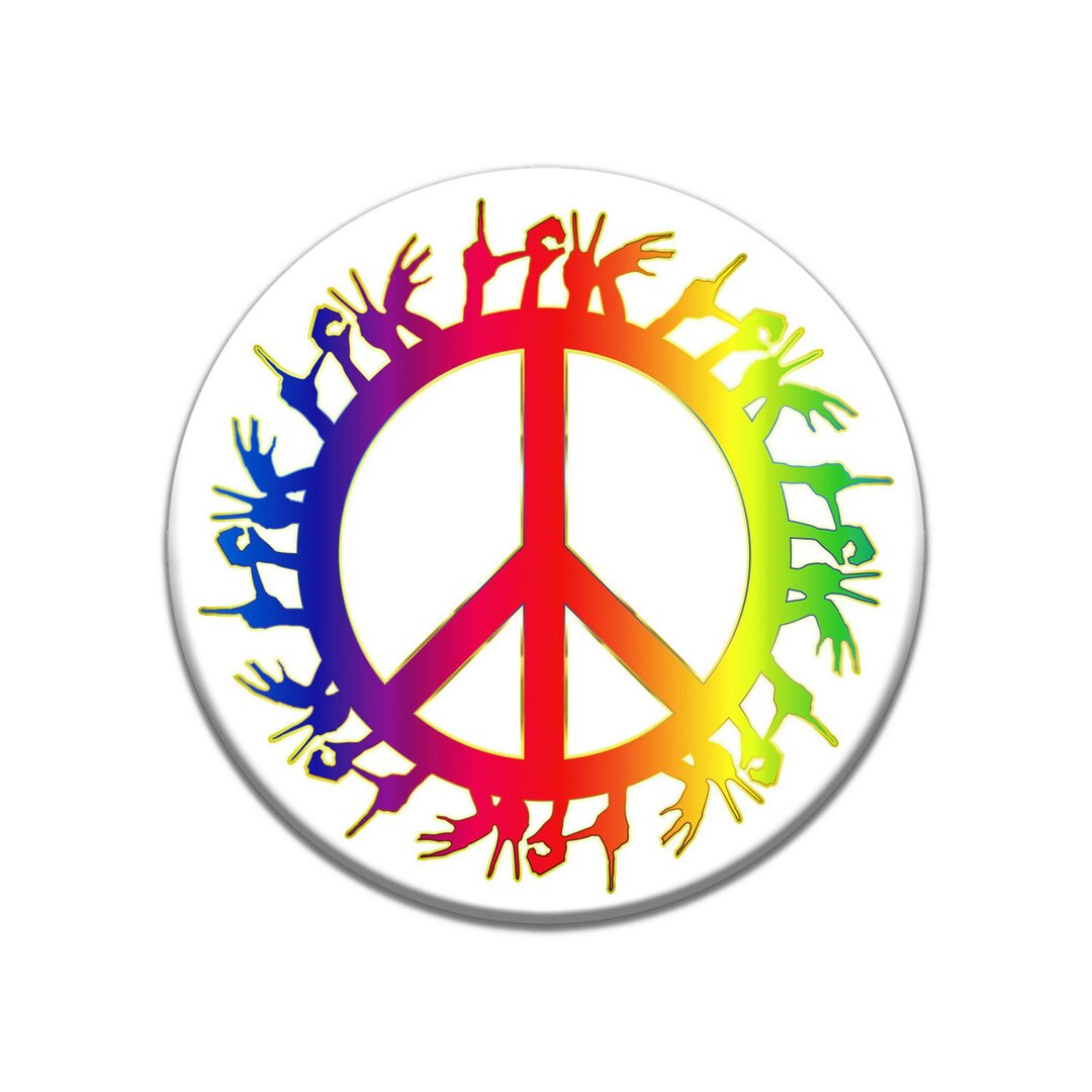 Rainbow Hands Peace Sign - Button / Pinback or Magnet - Etsy