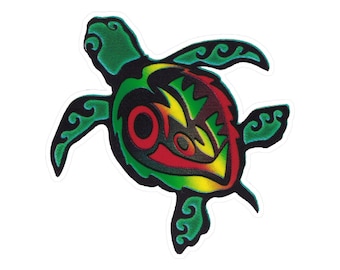 Rasta Reggae One Love Turtle Small Translucent Two Sided Small Car Window Laptop Water Bottle Decal 2.5 Inches Die Cut