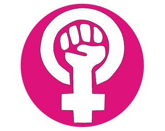 Feminist Fist Girl Power Female Empowerment Equality Button Pinback for Backpacks, Jackets, Hats, or Fridge Magnet Round 1.5 Inches