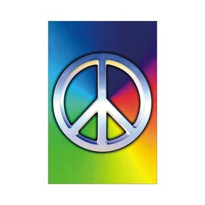 Peace Sign Over Rainbow - Anti-War Refrigerator Magnet Rectangular Magnetic Backing for Fridge, Locker 2-by-3 Inches
