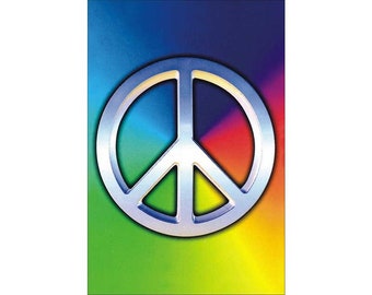Peace Sign Over Rainbow - Anti-War Refrigerator Magnet Rectangular Magnetic Backing for Fridge, Locker 2-by-3 Inches