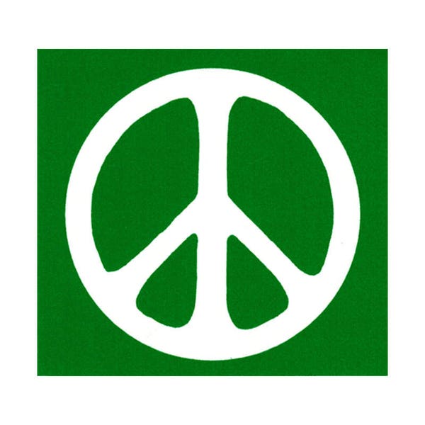 Peace Sign / Symbol - White Over Green - Small Bumper Sticker / Laptop Decal or Magnet