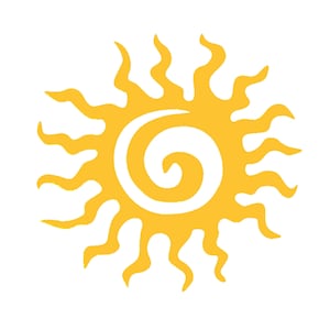 Spiral Sun Vinyl Decal / Rub On Sticker - 14 colors available (5&quot; X 5&quot;)