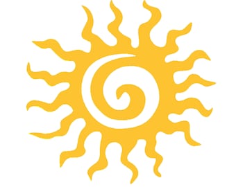 Spiral Sun Vinyl Decal / Rub On Sticker - 14 couleurs disponibles (5 » X 5 »)