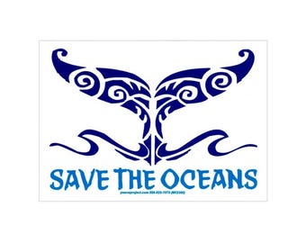Save The Oceans - Small Bumper Sticker / Laptop Decal or Magnet