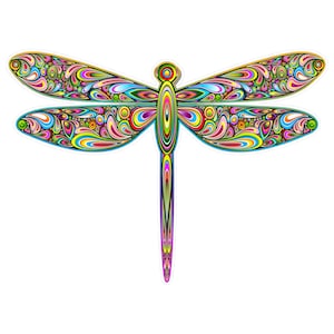 Psychedelic Dragonfly in Bright Colors Bumper Sticker Laptop Bike Water Bottle Skateboard Decal 4.75-by-3.5 Inches plus Bonus Mini Sticker