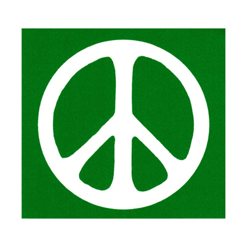 Peace Sign / Symbol - White Over Green - Bumper Sticker Decal or