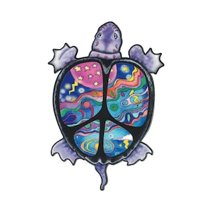 Peace Sign Turtle Enamel Jacket Hat Backpack Purse Lapel Pin (.875" X 1.25")