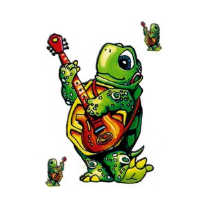 Playin&#39; Turtle - Translucent Window Sticker / Decal (3.75&quot; X 5&quot;)