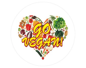 Go Vegan - Button / Pinback or Magnet