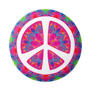 Mandala Flower Peace Sign / Symbol Anti-War Button Pinback for Backpacks, Jackets, Hats, or Fridge Magnet Round 1.5 Inches