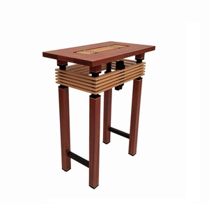 Modern Contemporary Side Table Handmade From Mahogany, Wenge and Maple Wood - Fine Handcrafted Furniture By Mayfield Modern