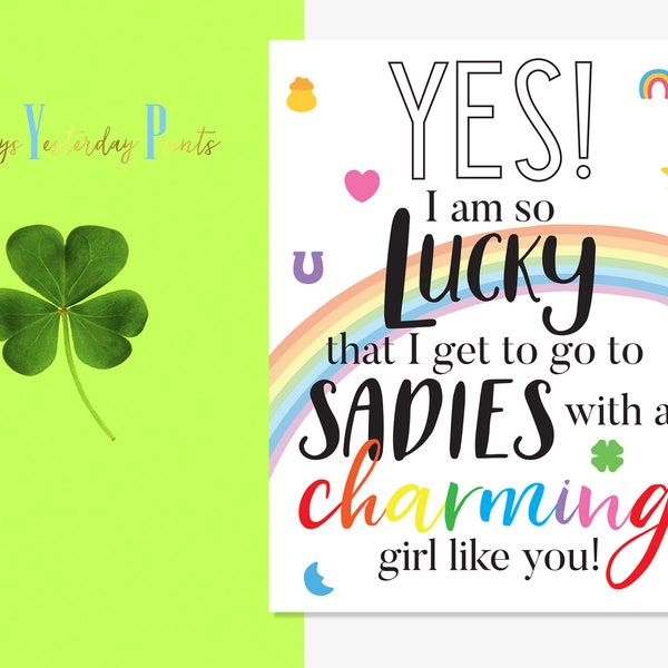 Yes To Sadies Sign | Lucky Charms Quote Saying | Cereal Box Printable | Sadies Hawkins Answer | Date night | High School Dance | Marshmallow