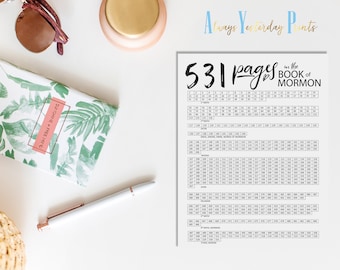 Book of Mormon Reading Chart Check Off Printable | Page Number Count Sheet | Scripture Tracker Print | Church of Jesus Christ of Latter Day