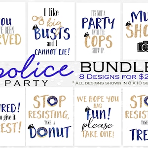Polizeioffizier Party Bundle | Strafvollzugspaket | Polizeiabteilung Schilder | Cop Party Tischdekoration | Rookie Abschlussfeier
