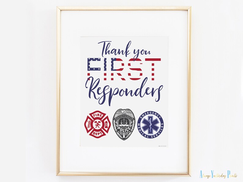 Thank You First Responders Printable Police Officer Print Etsy