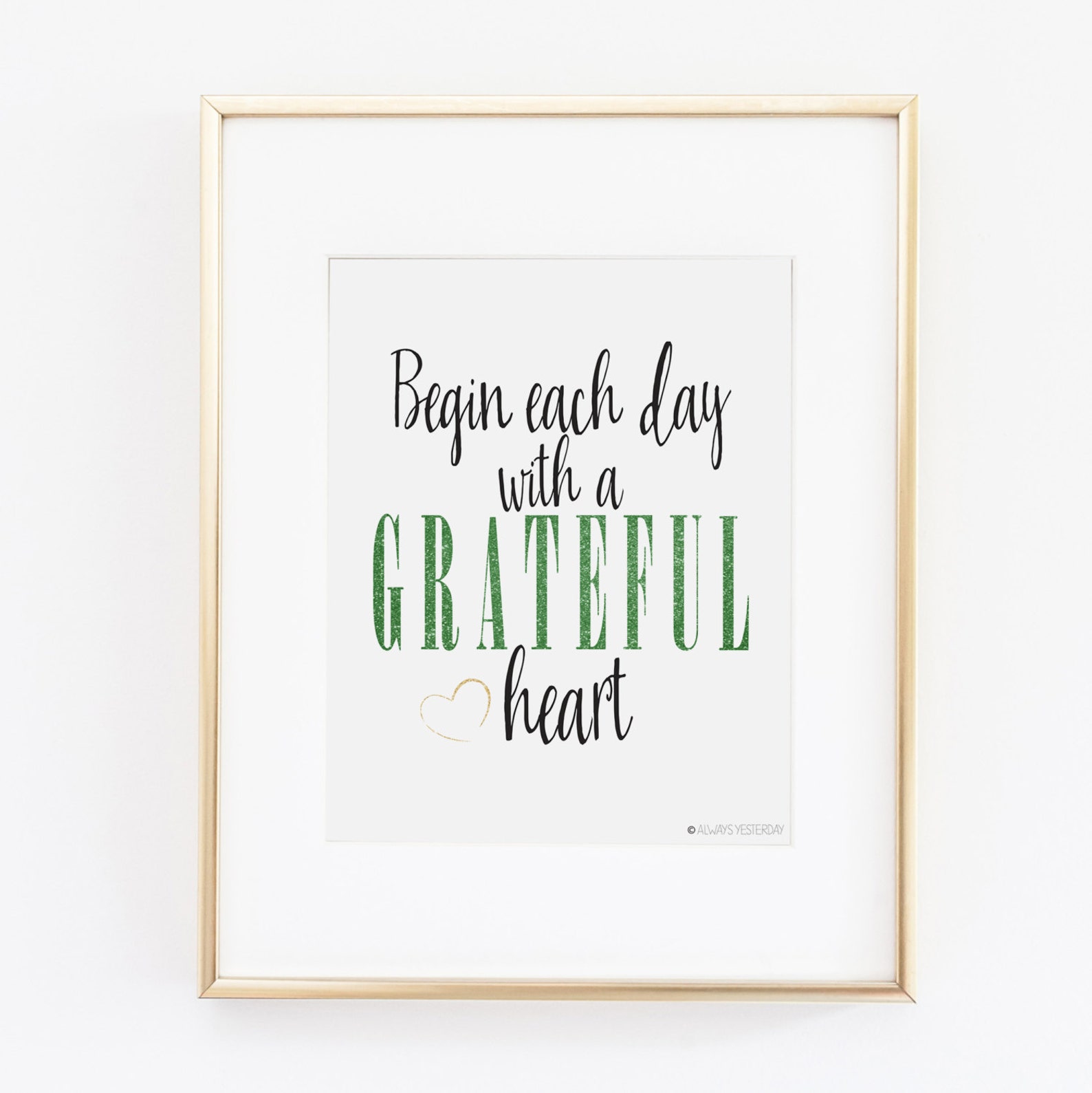 Begin Each Day With A Grateful Heart Printable Wall Art | Etsy