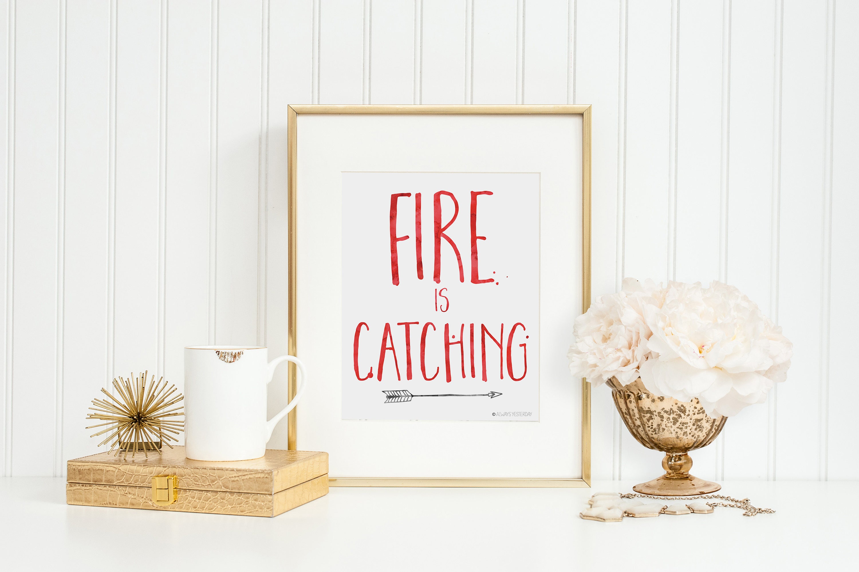 Fire is Catching Quote Wall Art Hunger Games Print Movie Etsy