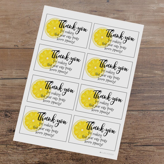 Gift Tags Easy Peasy Lemon Squeezy Thank You Teacher Labels Etsy
