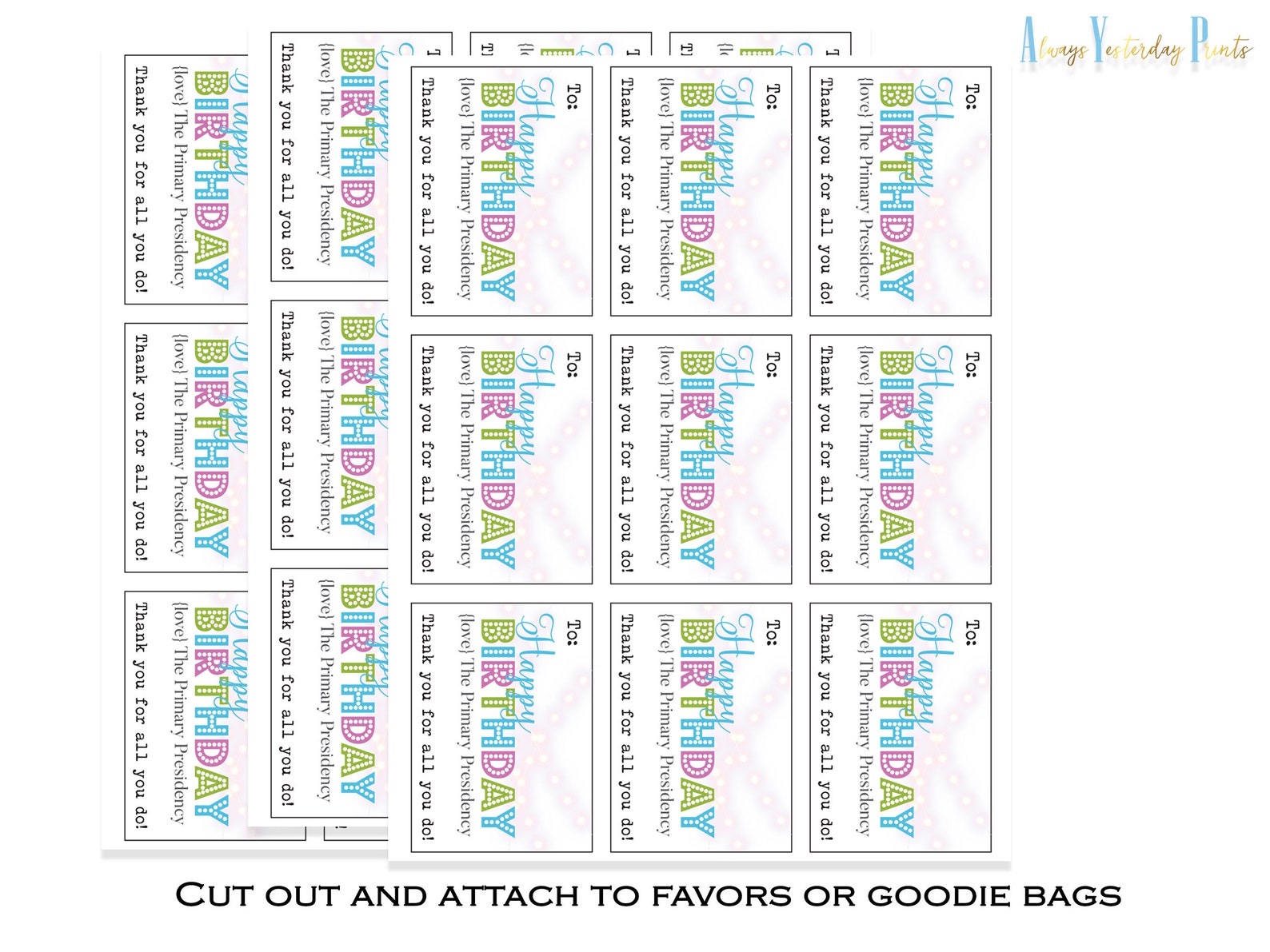 LDS Primary Happy Birthday Printable Gift Tag From the - Etsy