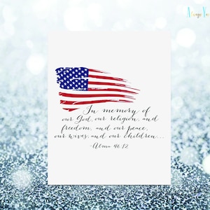 Alma Book of Mormon Quote Printable Wall Art | Inspirational Print | Patriotic American Flag Instant Download | Independence Day | LDS Sign