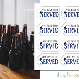 Police Gift Tags: You Have Been Served Drink Printable (Digital Download)