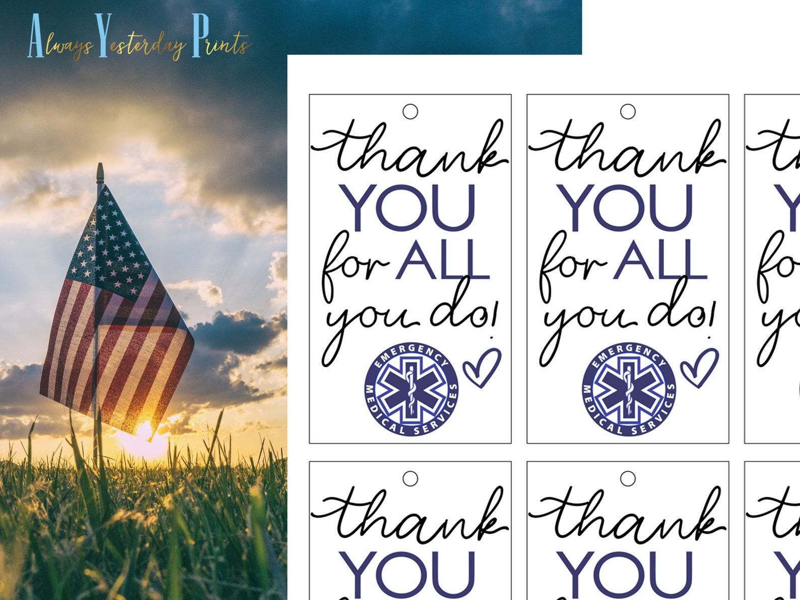 Thank You First Responder Tags EMS Week Appreciation Labels Etsy