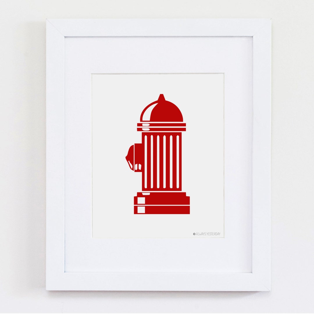 Fire Hydrant Printable Wall Art Firefighter Baby Nursery - Etsy