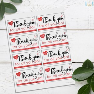 Thank You For All You Do Nurse Tags | Nurse Appreciation Labels | Nursing Student Gift Bag Toppers | RN Party Tags | Nurses Week |Nurse Gift