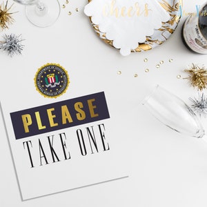 FBI Please Take One | FBI Party Sign | Federal Bureau of Investigation Retirement Favor Print | Police Donut Party | FED Dessert Table | Cop