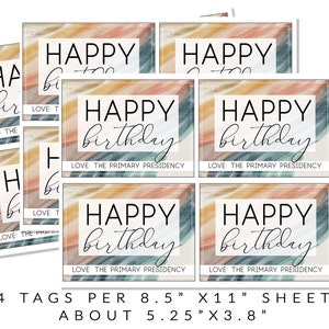 Happy Birthday From the Primary Presidency Printable Tag Children and ...