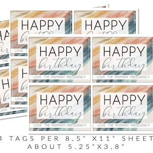 Happy Birthday From the Primary Presidency Printable Tag Children and ...