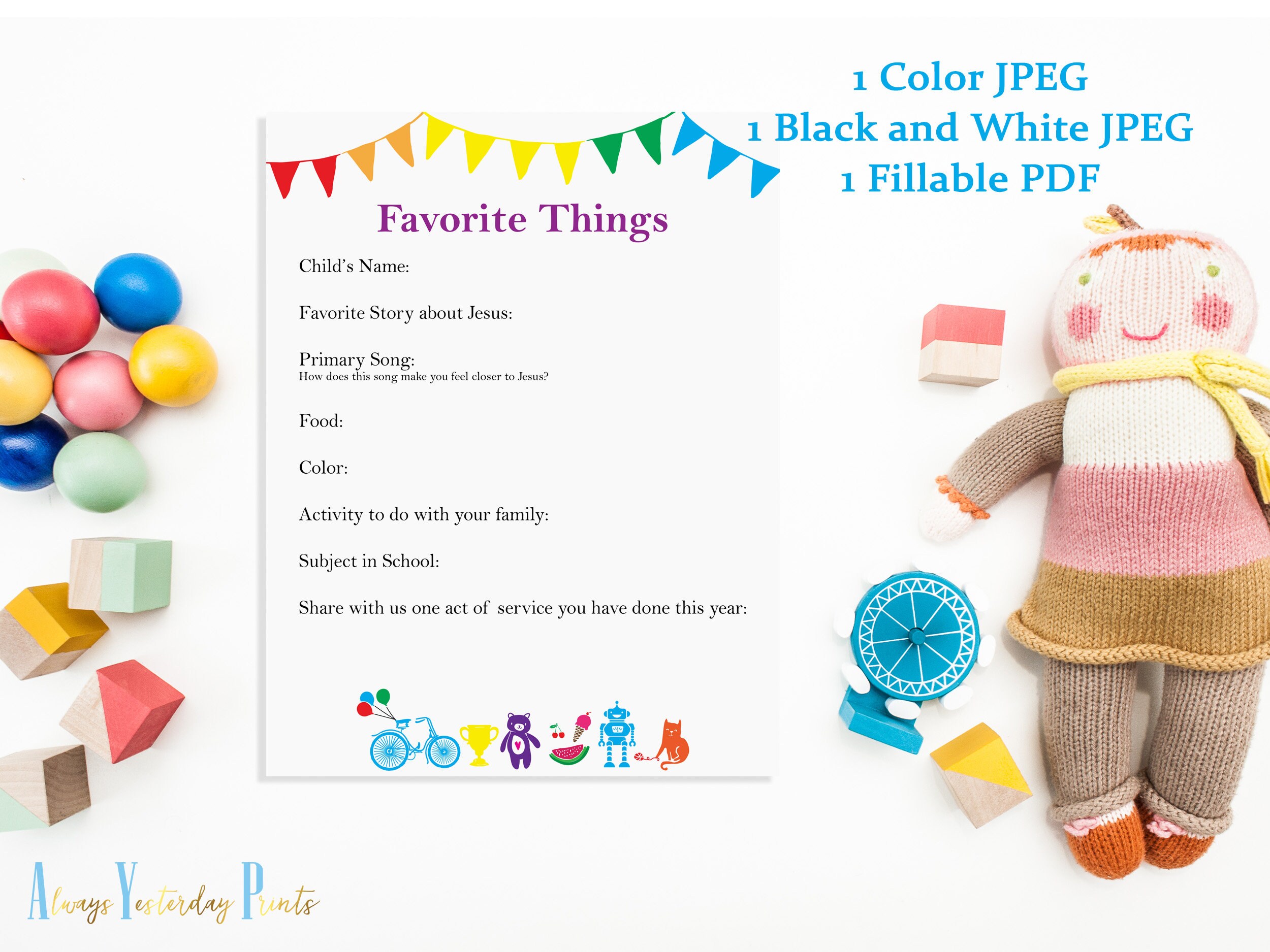 Favorite Things Primary Printable Spotlight Sheet For Kids Etsy