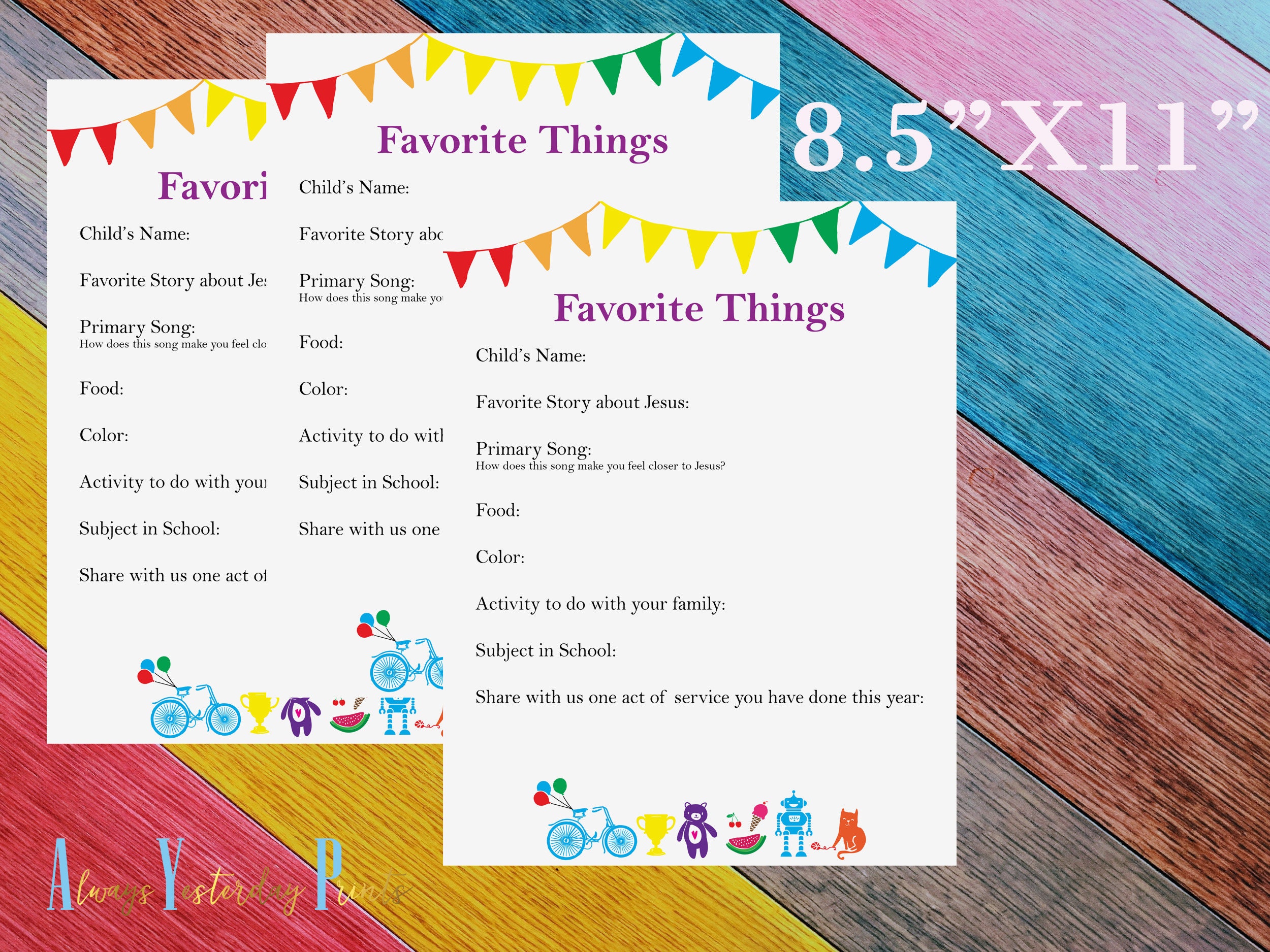 Favorite Things Primary Printable Spotlight Sheet For Kids Etsy