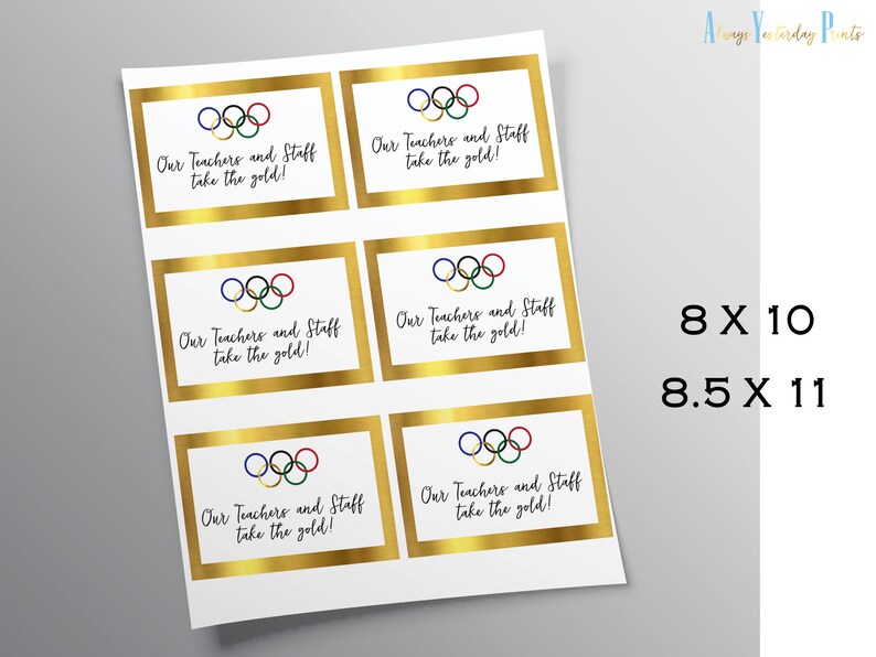 Olympic Gift Tags Our Teachers and Staff Take the Gold Etsy