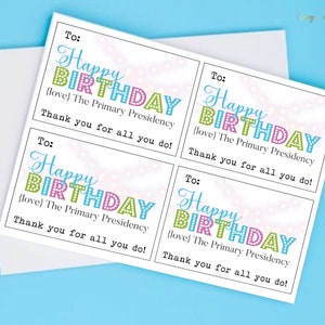 LDS Primary Happy Birthday Printable Gift Tag | From the Presidency ...