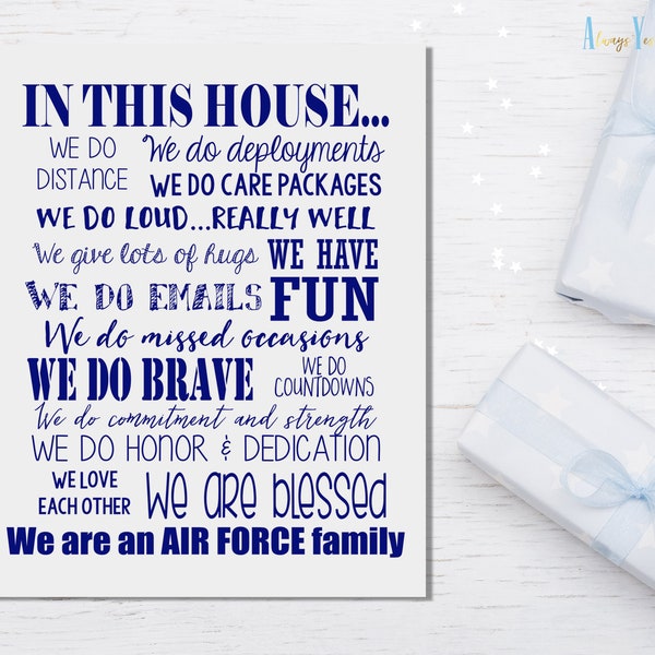 In This House Air Force Family Quote Print |  Military Printable | United States Air Force Sign |USAF Gift Idea |House Warming |Welcome Home