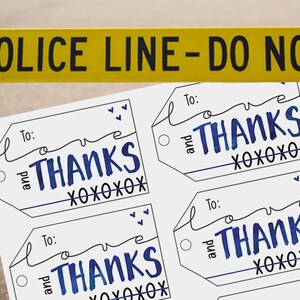 Police Gift Tags: Love & Thanks Printable Labels (Digital Download)