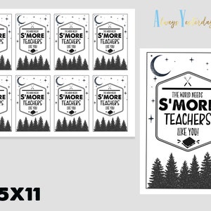 Teacher Gift Tag | The World Needs Smore Teachers Like You Label | Camping Theme Goodie Bag | Thank You Handout Appreciation