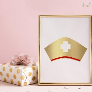 Nurse Hat Party Decor | Nursing Hat Printable | Student Graduation Decorations | Soon To Be Nurse | Home Health | Retired RN Gift