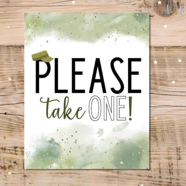 Please Take One Army Theme | Military Food Table  | Armed Forces Party Decor | Army Family | Camo Party  | Army Party Favor | Army Farewell