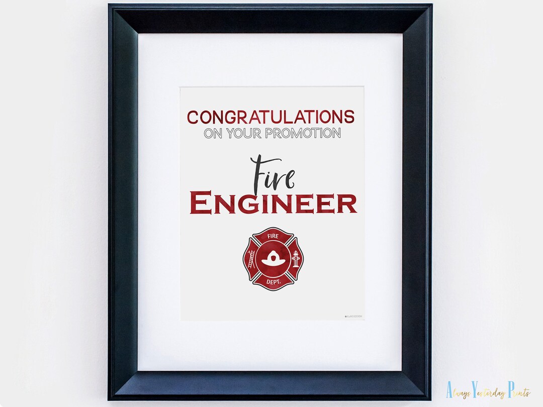 Firefighter Engineer Promotion Printable Firefighter Party Print