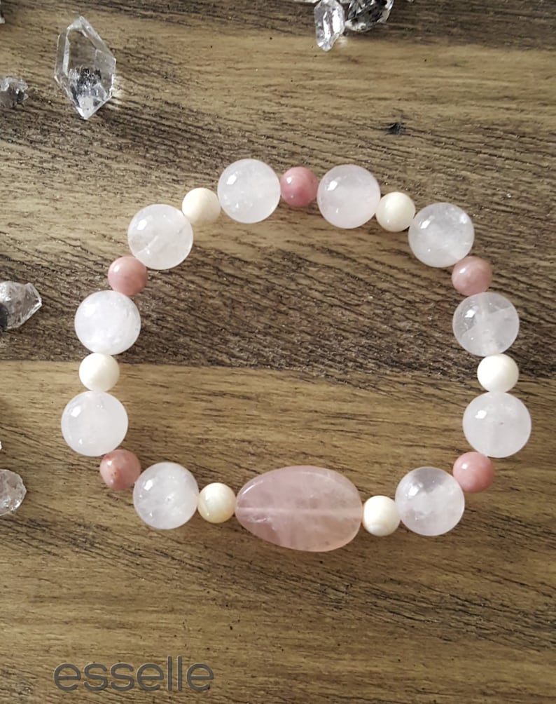 Rose Quartz Rhodonite and Shell Pearls Healing Crystal - Etsy