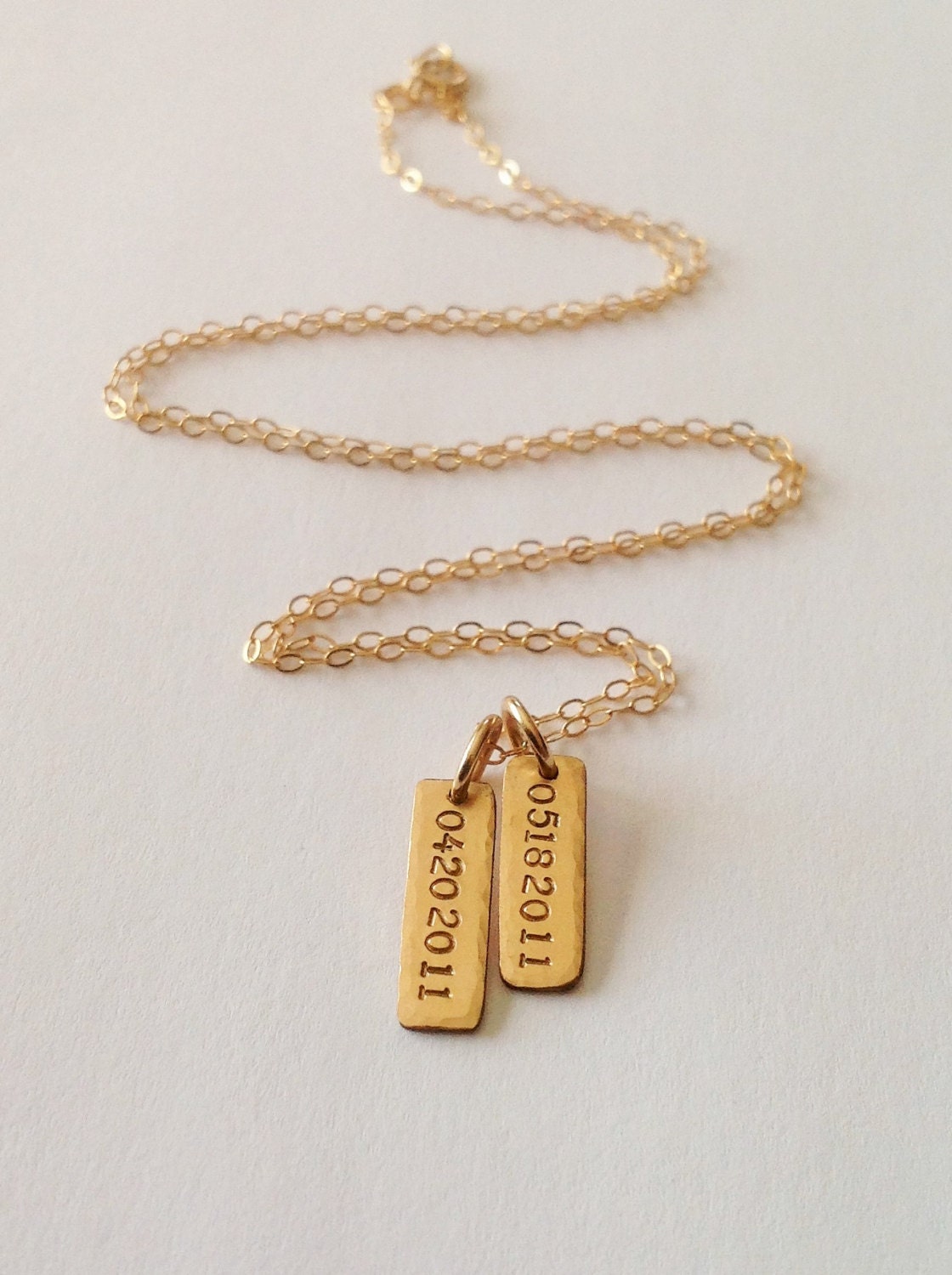 Mini Gold Bar Charm With Hammered Edges Etsy